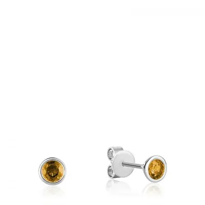 Les Bijoux 10K White Gold Bezel Set Citrine Earrings