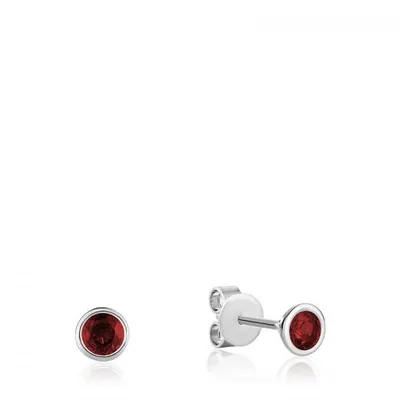 Les Bijoux 10K White Gold Bezel Set Garnet Earrings