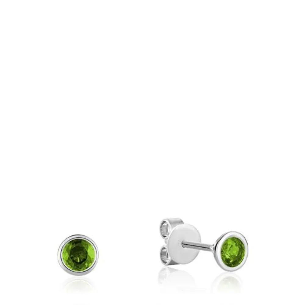 Les Bijoux 10K White Gold Bezel Set Peridot Earrings