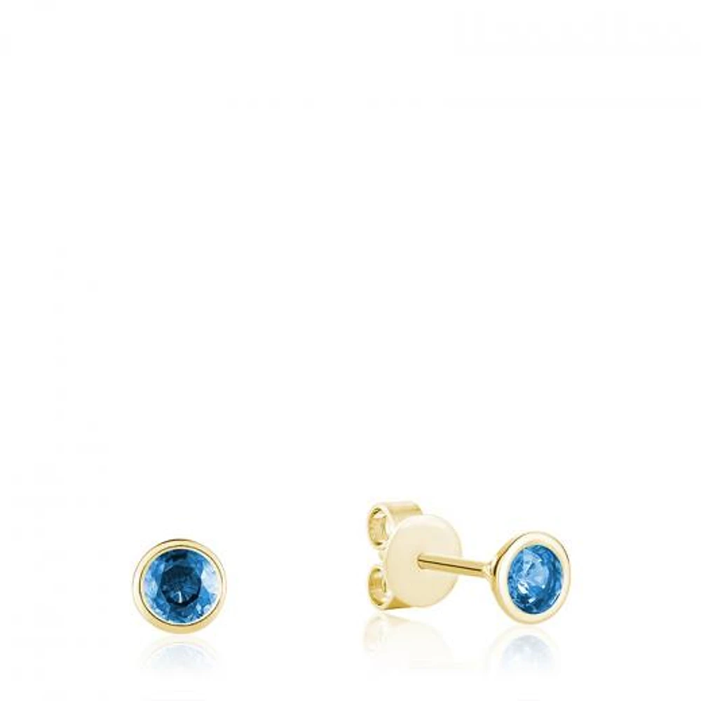 Les Bijoux 10K Yellow Gold Bezel Set Blue Topaz Earrings