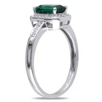 Julianna B 10K White Gold Created Emerald & 0.06CTW Diamond Ring