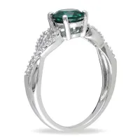 Julianna B 10K White Gold Created Emerald & 0.08CTW Diamond Ring