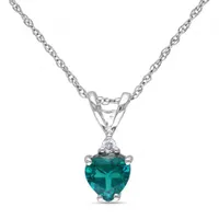 Julianna B 10K White Gold Created Emerald & 0.02CTW Diamond Pendant