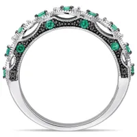 Julianna B 10K White Gold with Black Rhodium Created Emerald & Diamond Ring