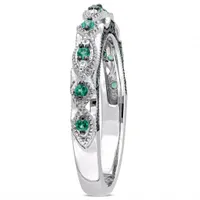 Julianna B 10K White Gold with Black Rhodium Created Emerald & Diamond Ring