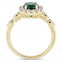 Julianna B 14K Yellow Gold Created Emerald, White Topaz & Diamond Ring