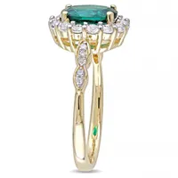 Julianna B 14K Yellow Gold Created Emerald, White Topaz & Diamond Ring