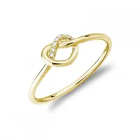 Les Bijoux 10K Yellow Gold 0.02CTW Diamond Heart Love Knot Ring