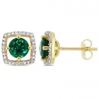 Julianna B 10K Yellow Gold Created Emerald & 0.07CTW Diamond Earrings