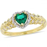 Julianna B 10K Yellow Gold Created Emerald & 0.06CTW Diamond Ring