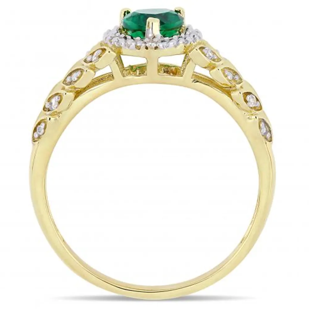 Julianna B 10K Yellow Gold Created Emerald & 0.06CTW Diamond Ring