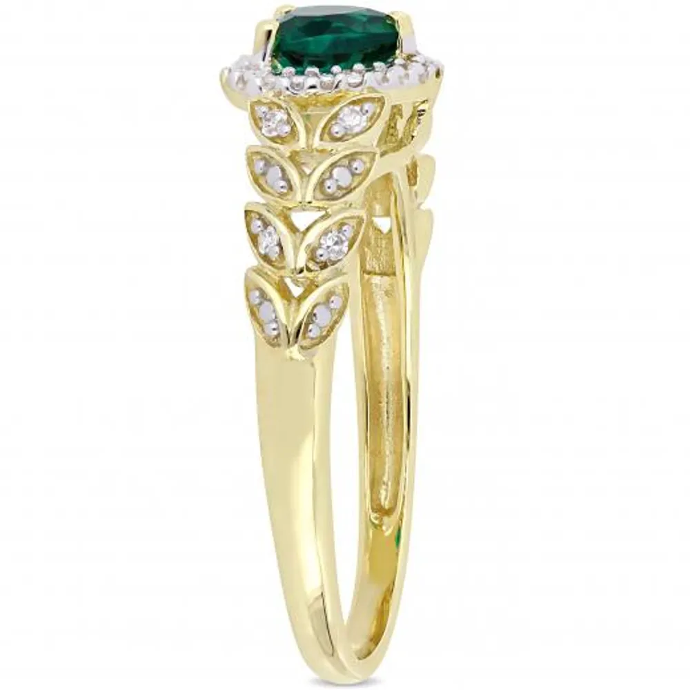 Julianna B 10K Yellow Gold Created Emerald & 0.06CTW Diamond Ring