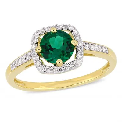 Julianna B 10K Yellow Gold Created Emerald & 0.14CTW Diamond Ring