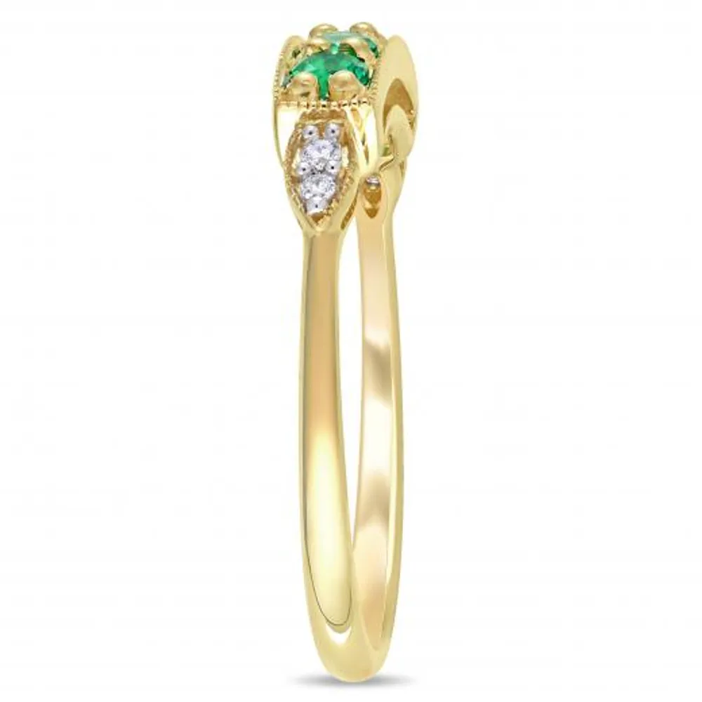 Julianna B 10K Yellow Gold Created Emerald & 0.04CTW Diamond Ring