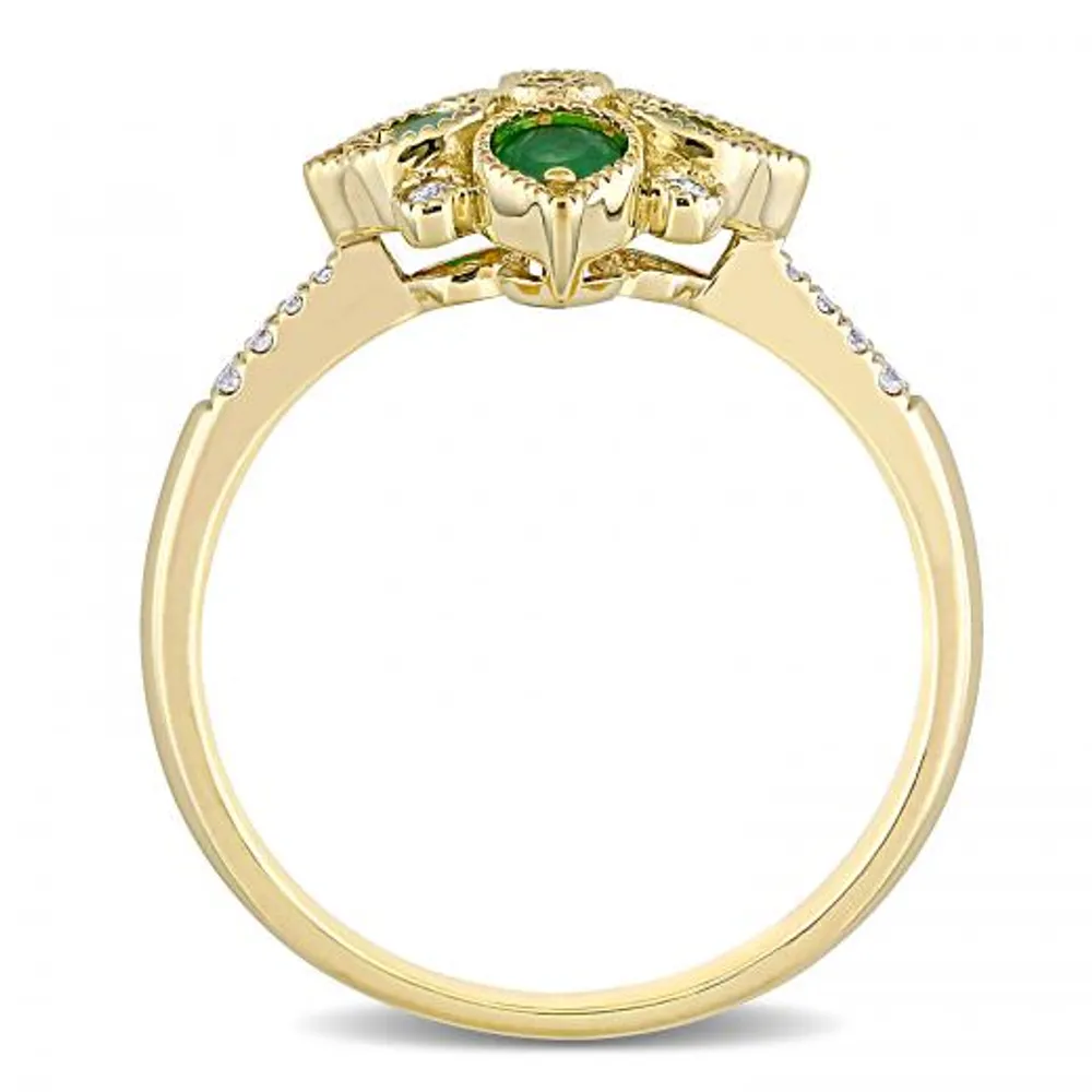 Julianna B 14K Yellow Gold Emerald & 0.1CTW Diamond Ring