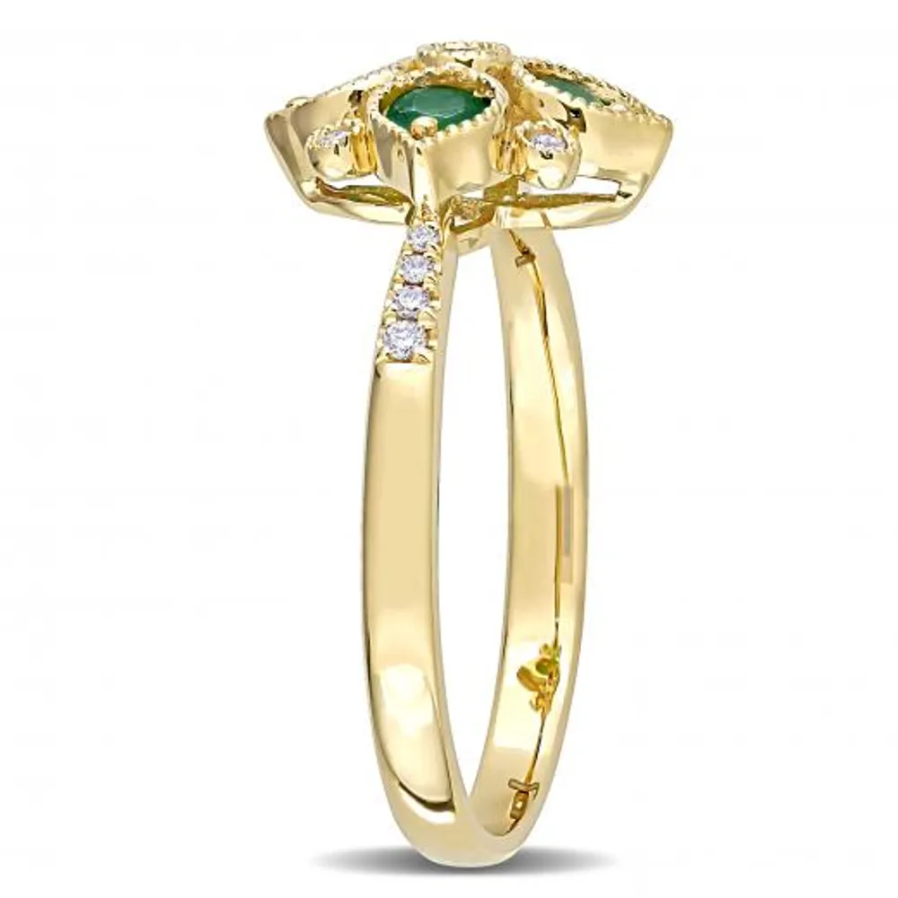 Julianna B 14K Yellow Gold Emerald & 0.1CTW Diamond Ring