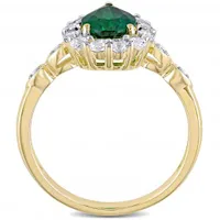 Julianna B 10K Yellow Gold Created Emerald, White Topaz & Diamond Ring