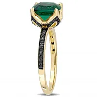 Julianna B 10K Yellow Gold Created Emerald & 0.06CTW Midnight Diamond Ring