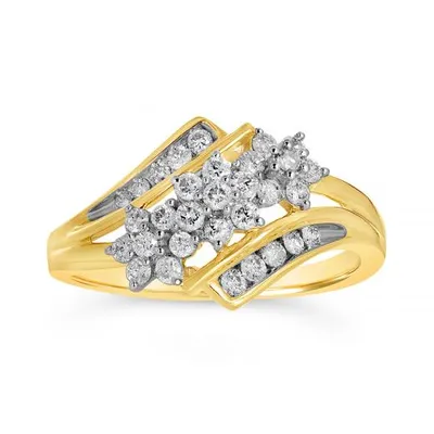 10K Yellow Gold 0.50CTW Diamond Flower Fashion Ring
