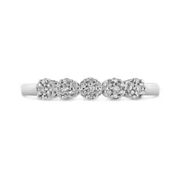 10K White Gold 0.13CTW Diamond Flower Stack Ring