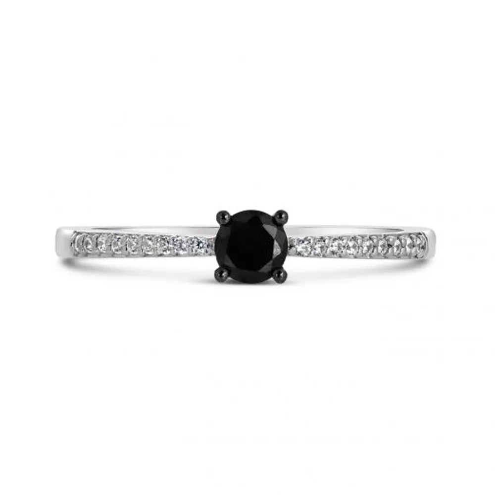 Sterling Silver Black 0.23CTW Diamond Ring