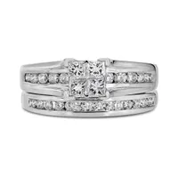 10K White Gold 1.00CTW Diamond Bridal Set