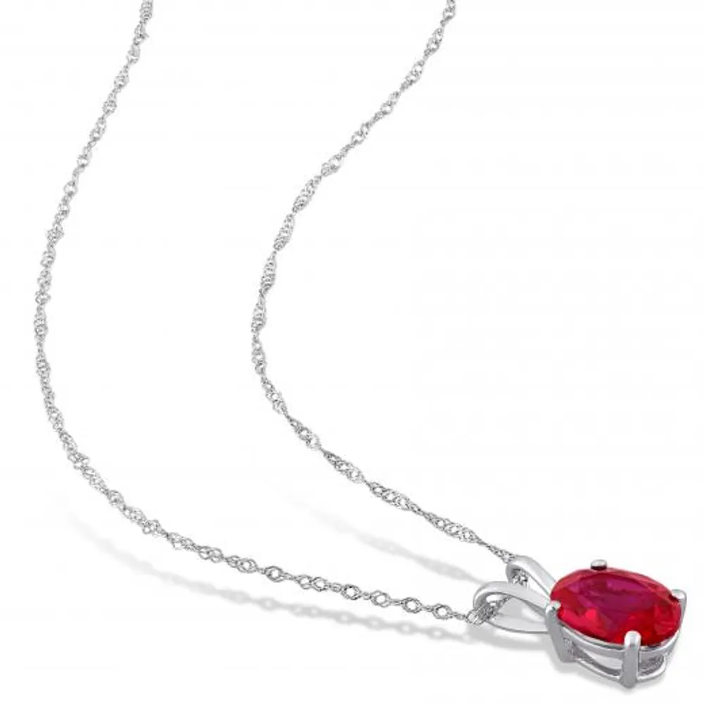 Julianna B 10k White Gold Created Ruby Pendant