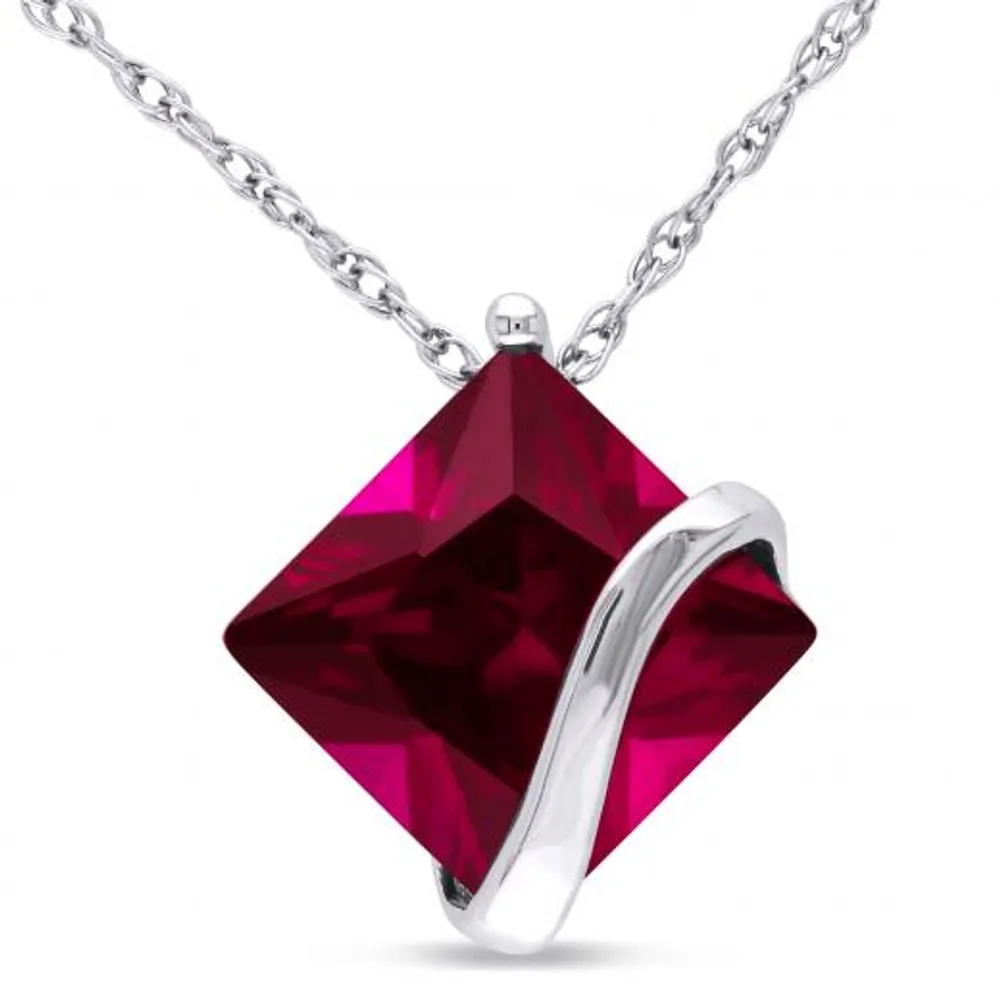 Julianna B 10k White Gold Created Ruby Pendant