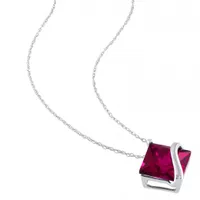 Julianna B 10k White Gold Created Ruby Pendant