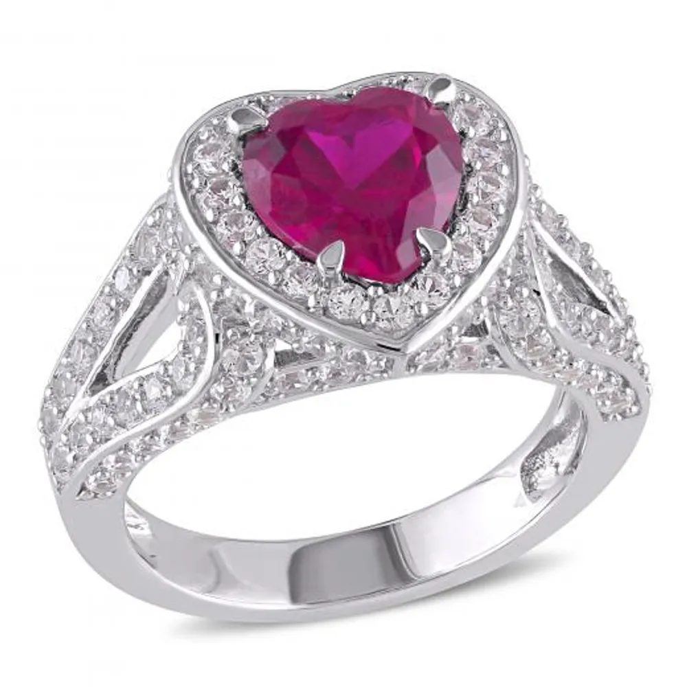 Julianna B Sterling Silver Created Ruby & Created White Sapphire Ring