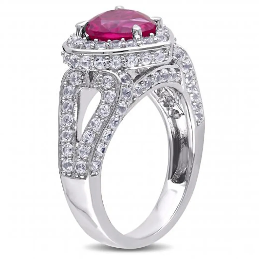 Julianna B Sterling Silver Created Ruby & Created White Sapphire Ring