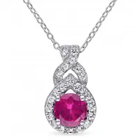 Julianna B Sterling Silver Created Ruby & Created White Sapphire Pendant