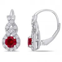 Julianna B Sterling Silver Created Ruby & White Sapphire Earrings