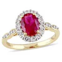 Julianna B 14k Yellow Gold Created Ruby, White Topaz & 0.05CTW Diamond Ring