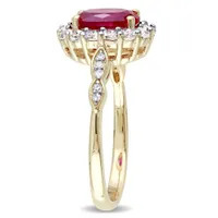 Julianna B 14k Yellow Gold Created Ruby, White Topaz & 0.05CTW Diamond Ring