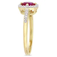 Julianna B 10k Yellow Gold Created Ruby & 0.14CTW Diamond Ring