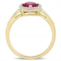 Julianna B 10k Yellow Gold Created Ruby & 0.14CTW Diamond Ring