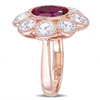 Julianna B 10k Rose Gold Created Ruby & Created White Sapphire Ring