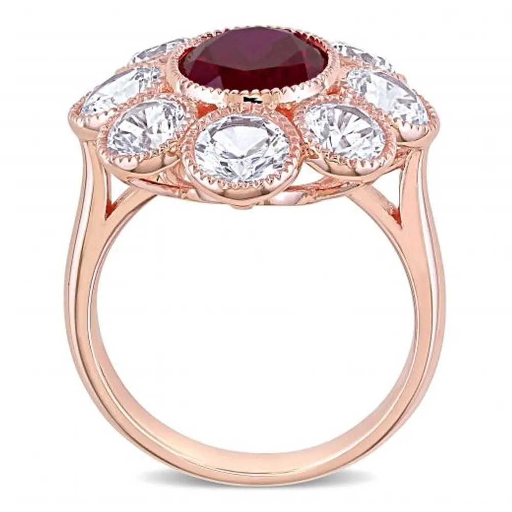 Julianna B 10k Rose Gold Created Ruby & Created White Sapphire Ring