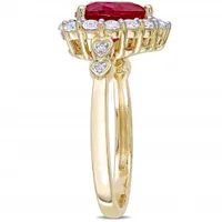 Julianna B 10k Yellow Gold Created Ruby, White Topaz & 0.02CTW Diamond Ring