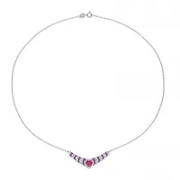 Julianna B Sterling Silver Created Ruby & Created White Sapphire Necklace