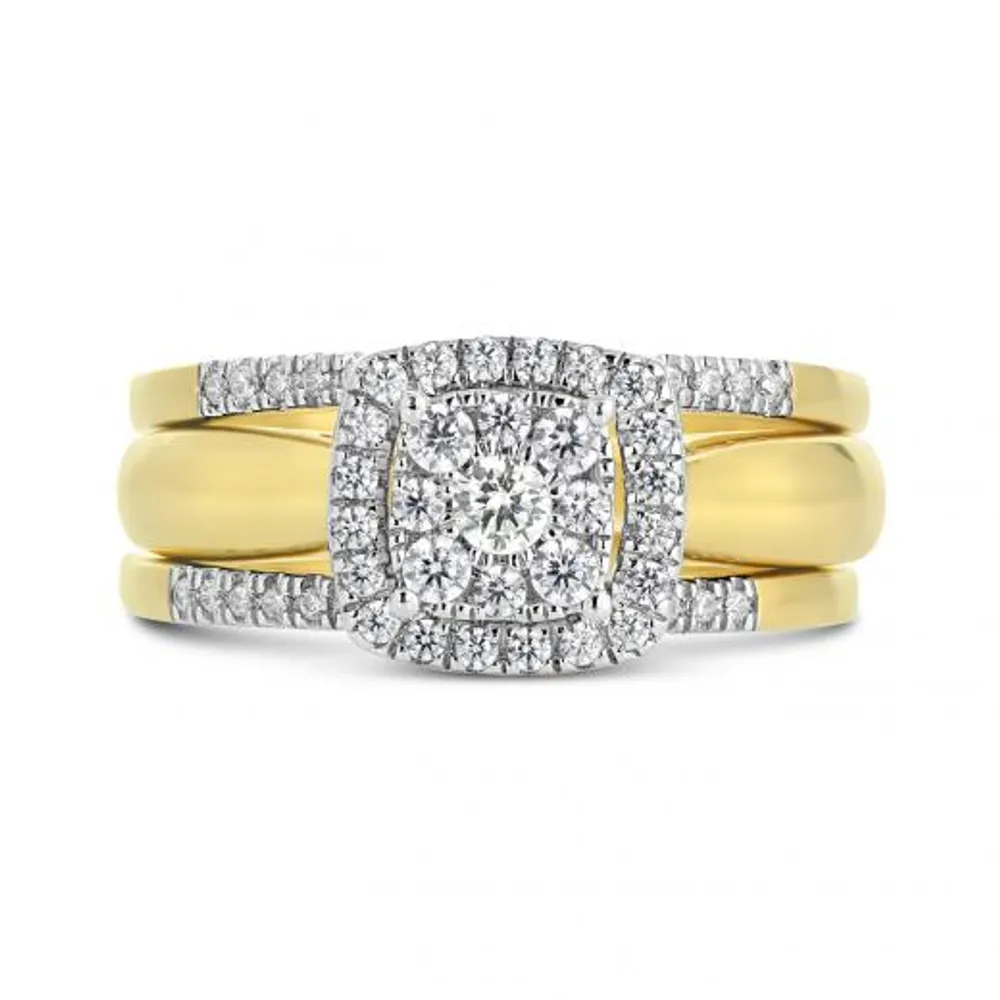 10K Yellow & White Gold 0.50CTW Three Piece Bridal Set