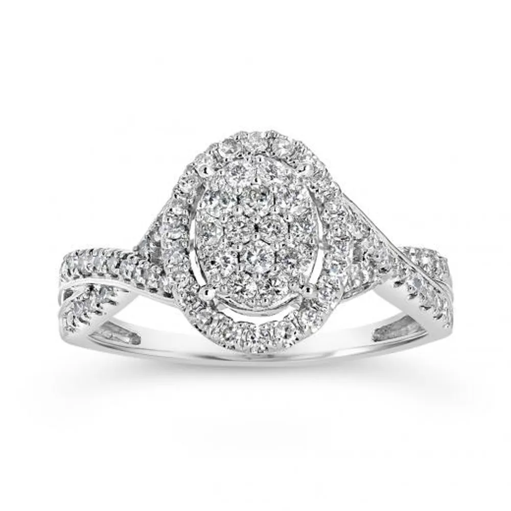 10K White Gold 0.50CTW Oval Diamond Ring