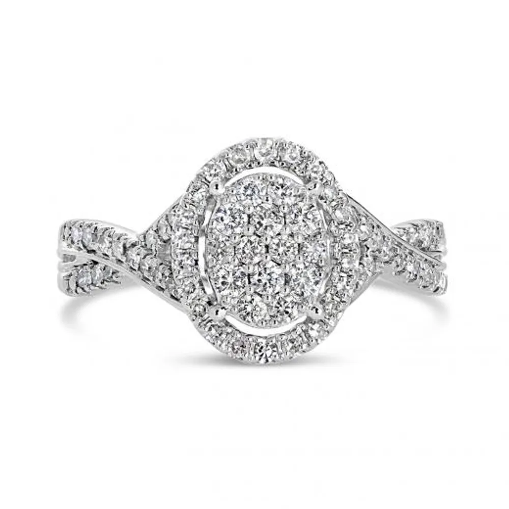 10K White Gold 0.50CTW Oval Diamond Ring