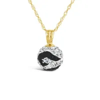 10K Yellow Gold 8mm Black & White Crystal Pendant