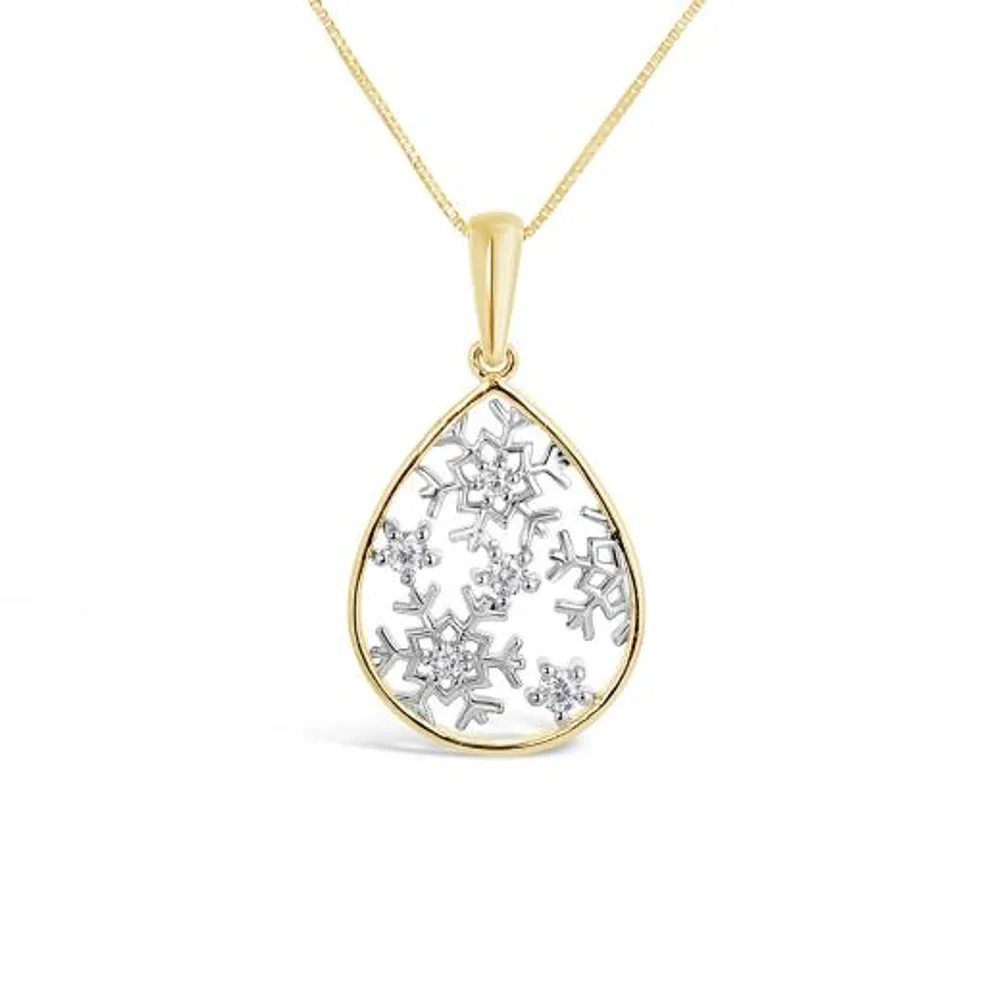 10K Yellow Gold Cubic Zirconia Snowflake Pendant