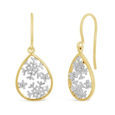 10K Yellow Gold Cubic Zirconia Snowflake Earrings