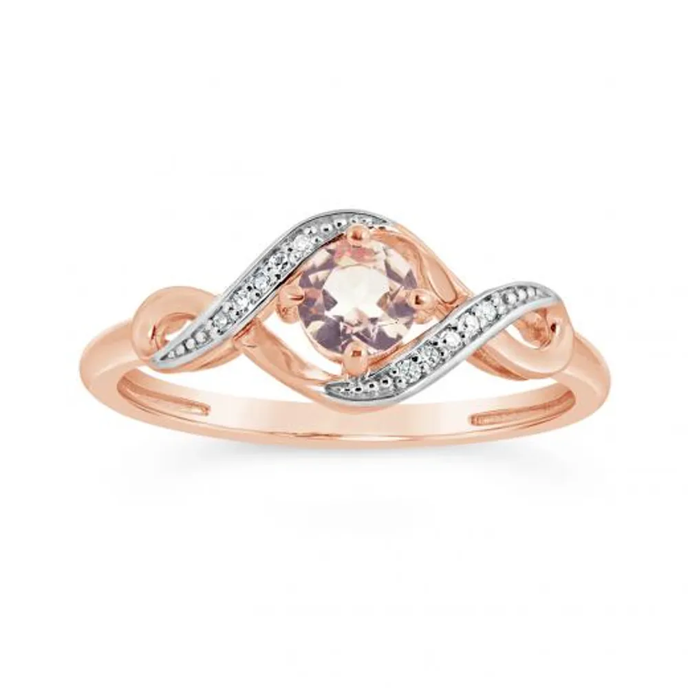 10K Rose Gold Morganite & 0.03CTW Diamond Ring