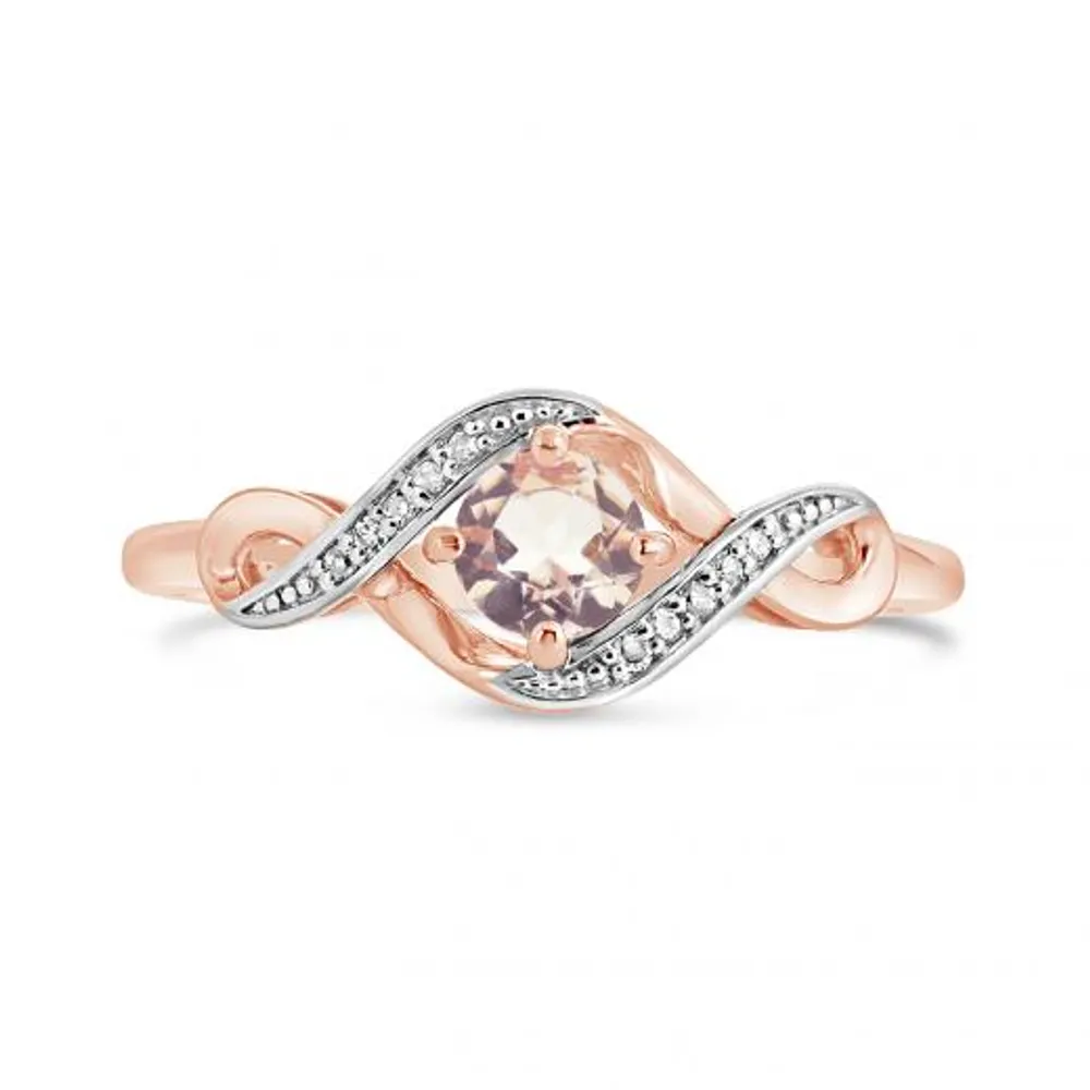 10K Rose Gold Morganite & 0.03CTW Diamond Ring