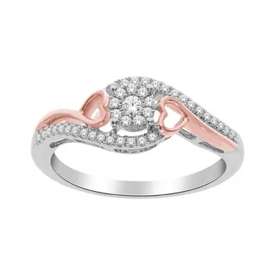 10K White & Rose Gold 0.20CTW Diamond Promise Ring